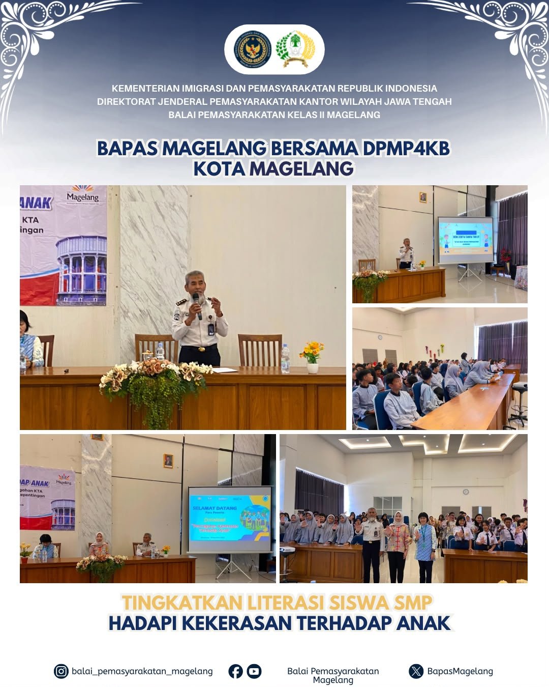 *Bapas Magelang Bersama DPMP4KB Kota Magelang Tingkatkan Literasi Siswa SMP Hadapi Kekerasan Terhadap Anak*
